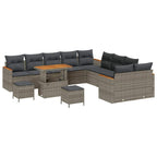Gartensofa-set mit Kissen 13 pcs Grau Poly-Rattan