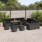 Gartensofa-set mit Kissen 14 pcs Schwarz Poly-Rattan