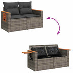 Gartensofa-set mit Kissen 11 pcs Grau Poly-Rattan