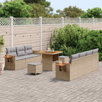 Gartensofa-set mit Kissen 13 pcs Beige und Hellgrau Poly-Rattan
