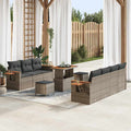 Gartensofa-set mit Kissen 13 pcs Grau Poly-Rattan
