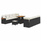 Gartensofa-set mit Kissen 12 pcs Schwarz und Creme Poly-Rattan