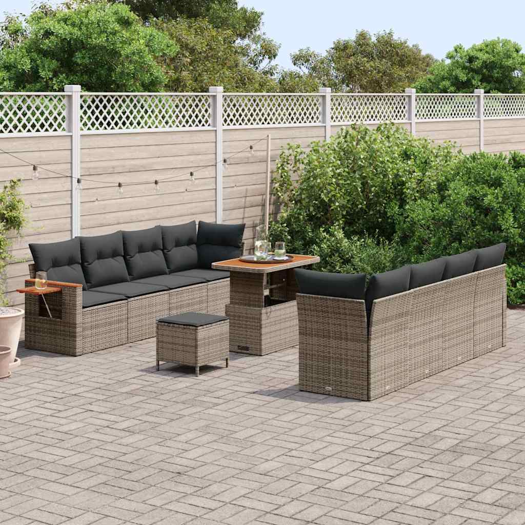 Gartensofa-set mit Kissen 12 pcs Grau Poly-Rattan