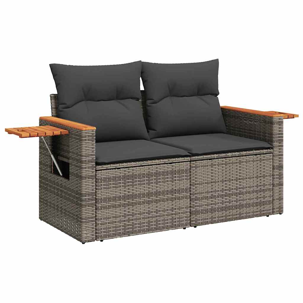 Gartensofa-set mit Kissen 12 pcs Grau Poly-Rattan