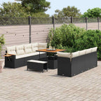 Gartensofa-set mit Kissen 12 pcs Schwarz und Creme Poly-Rattan
