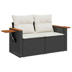Gartensofa-set mit Kissen 12 pcs Schwarz und Creme Poly-Rattan