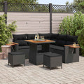Gartensofa-set mit Kissen 9 pcs Schwarz Poly-Rattan