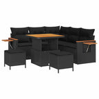 Gartensofa-set mit Kissen 9 pcs Schwarz Poly-Rattan