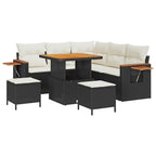 Gartensofa-set mit Kissen 9 pcs Schwarz und Creme Poly-Rattan