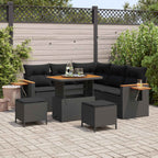 Gartensofa-set mit Kissen 9 pcs Schwarz Poly-Rattan