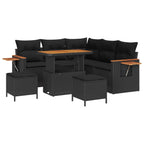 Gartensofa-set mit Kissen 9 pcs Schwarz Poly-Rattan