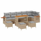 Gartensofa-set mit Kissen 12 pcs Beige und Hellgrau Poly-Rattan