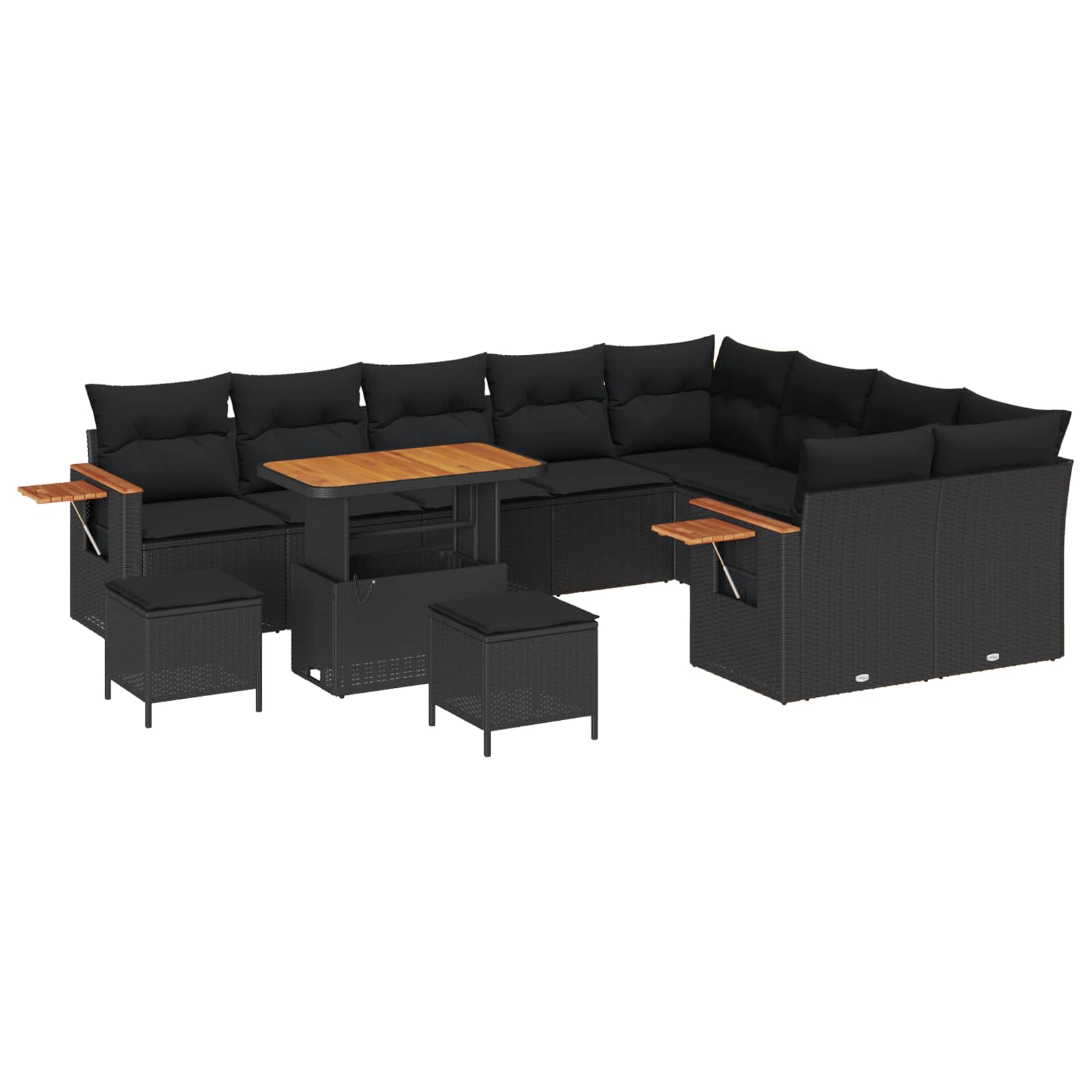 Gartensofa-set mit Kissen 13 pcs Schwarz Poly-Rattan