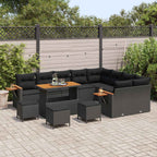 Gartensofa-set mit Kissen 14 pcs Schwarz Poly-Rattan