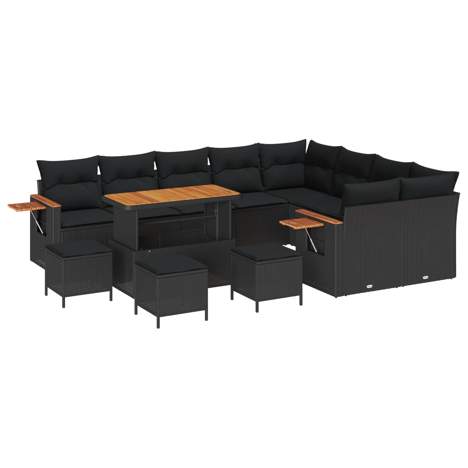 Gartensofa-set mit Kissen 14 pcs Schwarz Poly-Rattan