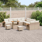 Gartensofa-set mit Kissen 17 pcs Beige und Creme Poly-Rattan