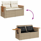 Gartensofa-set mit Kissen 17 pcs Beige und Creme Poly-Rattan