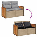 Gartensofa-set mit Kissen 10 pcs Beige und Hellgrau Poly-Rattan