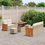 Gartensofa-set mit Kissen 10 pcs Beige und Creme Poly-Rattan