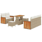 Gartensofa-set mit Kissen 10 pcs Beige und Creme Poly-Rattan