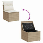 Gartensofa-set mit Kissen 10 pcs Beige und Creme Poly-Rattan