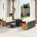 Gartensofa-set mit Kissen 11 pcs Schwarz und Creme Poly-Rattan