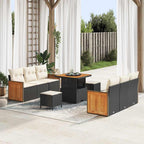 Gartensofa-set mit Kissen 11 pcs Schwarz und Creme Poly-Rattan