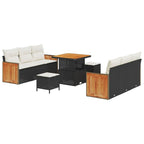 Gartensofa-set mit Kissen 11 pcs Schwarz und Creme Poly-Rattan
