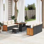 Gartensofa-set mit Kissen 11 pcs Schwarz und Creme Poly-Rattan