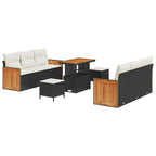 Gartensofa-set mit Kissen 11 pcs Schwarz und Creme Poly-Rattan