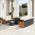 Gartensofa-set mit Kissen 13 pcs Schwarz und Creme Poly-Rattan