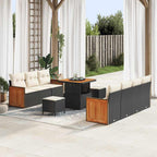 Gartensofa-set mit Kissen 13 pcs Schwarz und Creme Poly-Rattan