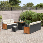 Gartensofa-set mit Kissen 13 pcs Schwarz und Creme Poly-Rattan