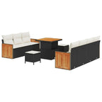 Gartensofa-set mit Kissen 13 pcs Schwarz und Creme Poly-Rattan