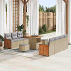 Gartensofa-set mit Kissen 13 pcs Beige und Hellgrau Poly-Rattan