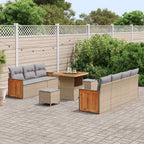 Gartensofa-set mit Kissen 13 pcs Beige und Hellgrau Poly-Rattan
