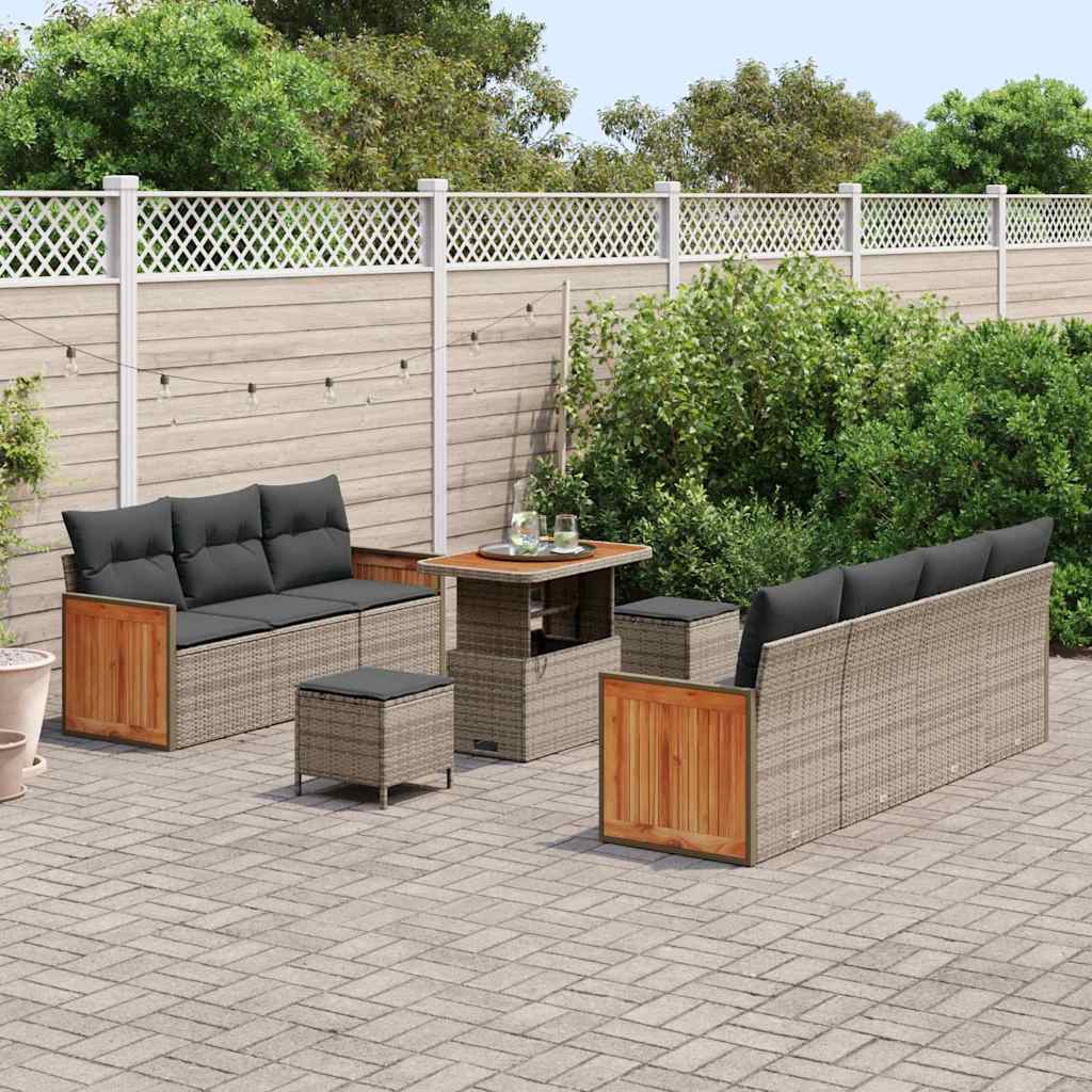 Gartensofa-set mit Kissen 13 pcs Grau Poly-Rattan