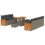 Gartensofa-set mit Kissen 13 pcs Grau Poly-Rattan