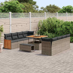 Gartensofa-set mit Kissen Grau 231 x 224 x 85 cm Poly-Rattan