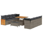 Gartensofa-set mit Kissen Grau 231 x 224 x 85 cm Poly-Rattan