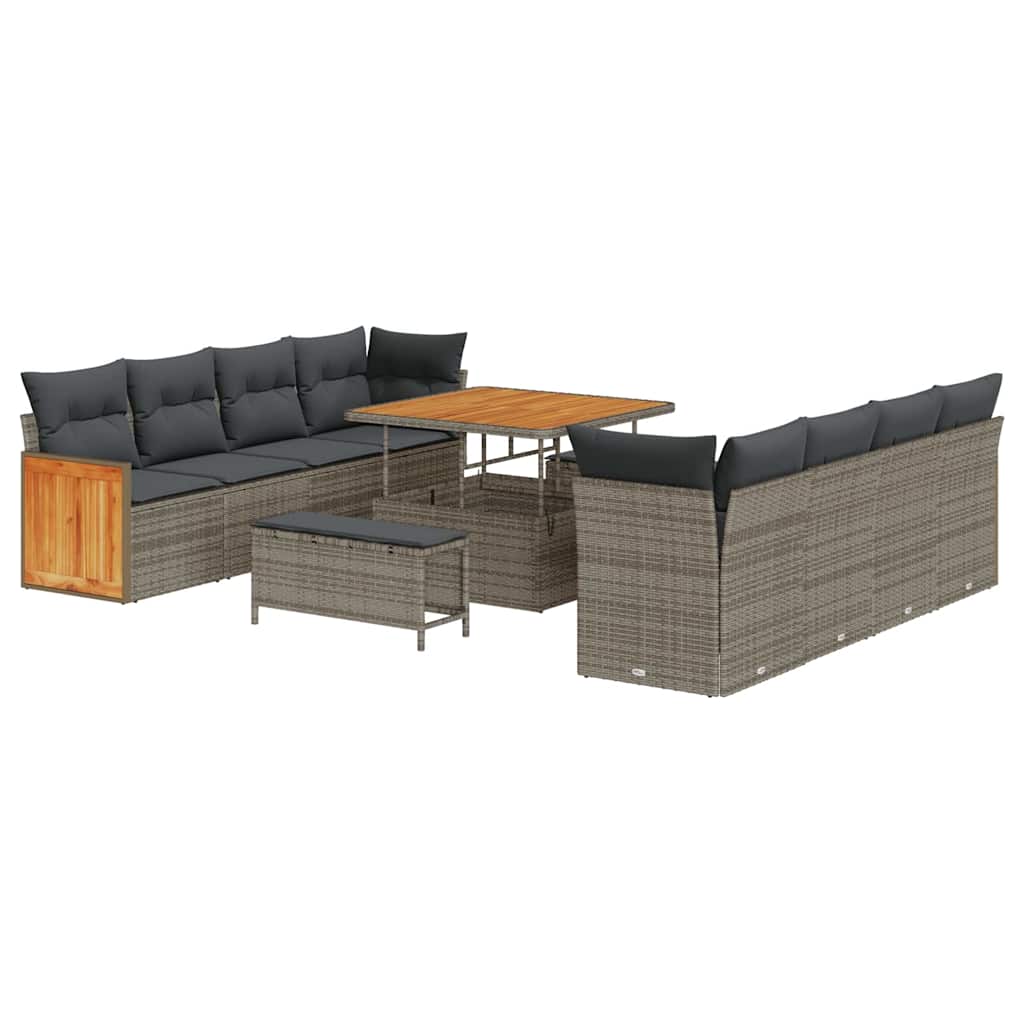 Gartensofa-set mit Kissen Grau 231 x 224 x 85 cm Poly-Rattan