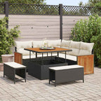 Gartensofa-set mit Kissen 9 pcs Schwarz und Creme Poly-Rattan