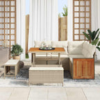 Gartensofa-set mit Kissen 9 pcs Beige und Creme Poly-Rattan