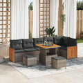 Gartensofa-set mit Kissen 11 pcs Grau Poly-Rattan