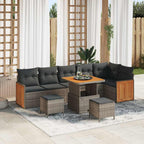 Gartensofa-set mit Kissen 11 pcs Grau Poly-Rattan