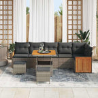 Gartensofa-set mit Kissen 11 pcs Grau Poly-Rattan