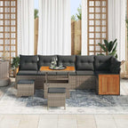 Gartensofa-set mit Kissen 11 pcs Grau Poly-Rattan