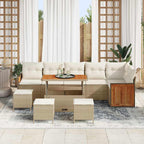 Gartensofa-set mit Kissen 12 pcs Beige und Creme Poly-Rattan