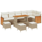 Gartensofa-set mit Kissen 12 pcs Beige und Creme Poly-Rattan