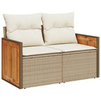 Gartensofa-set mit Kissen 12 pcs Beige und Creme Poly-Rattan